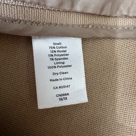 Talbots Ponte Knit Tan Khaki Collarsless Blazer Jacket 12 L Large - Picture 6 of 7